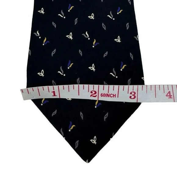 Vintage Chloe Pure Silk Logo Abstract Mens Necktie Black Handmade Spain 58”-3” - Picture 10 of 11
